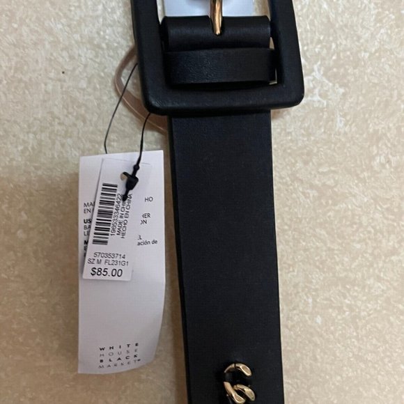 NEW White House Black Market - Black Chain Leather Belt - Sz M - NWT main image 4
